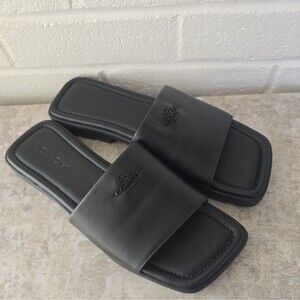 Coach Women Fiona Signature Coach Logo Leather Sandal Slide Size 10